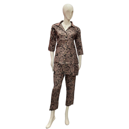 Women 2 pc coord set with pants and shirt, hand embroided Indian coord set.