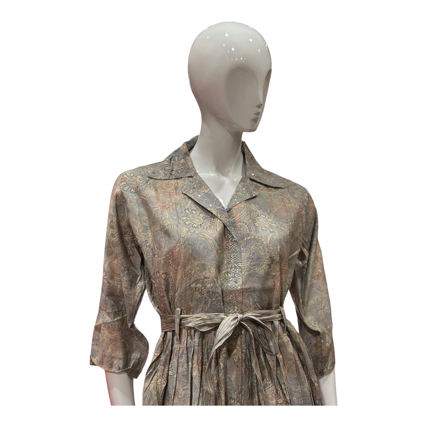 Women 2 pc Frock style coord set with straight pants and belt. Digital Print Indian coord set.