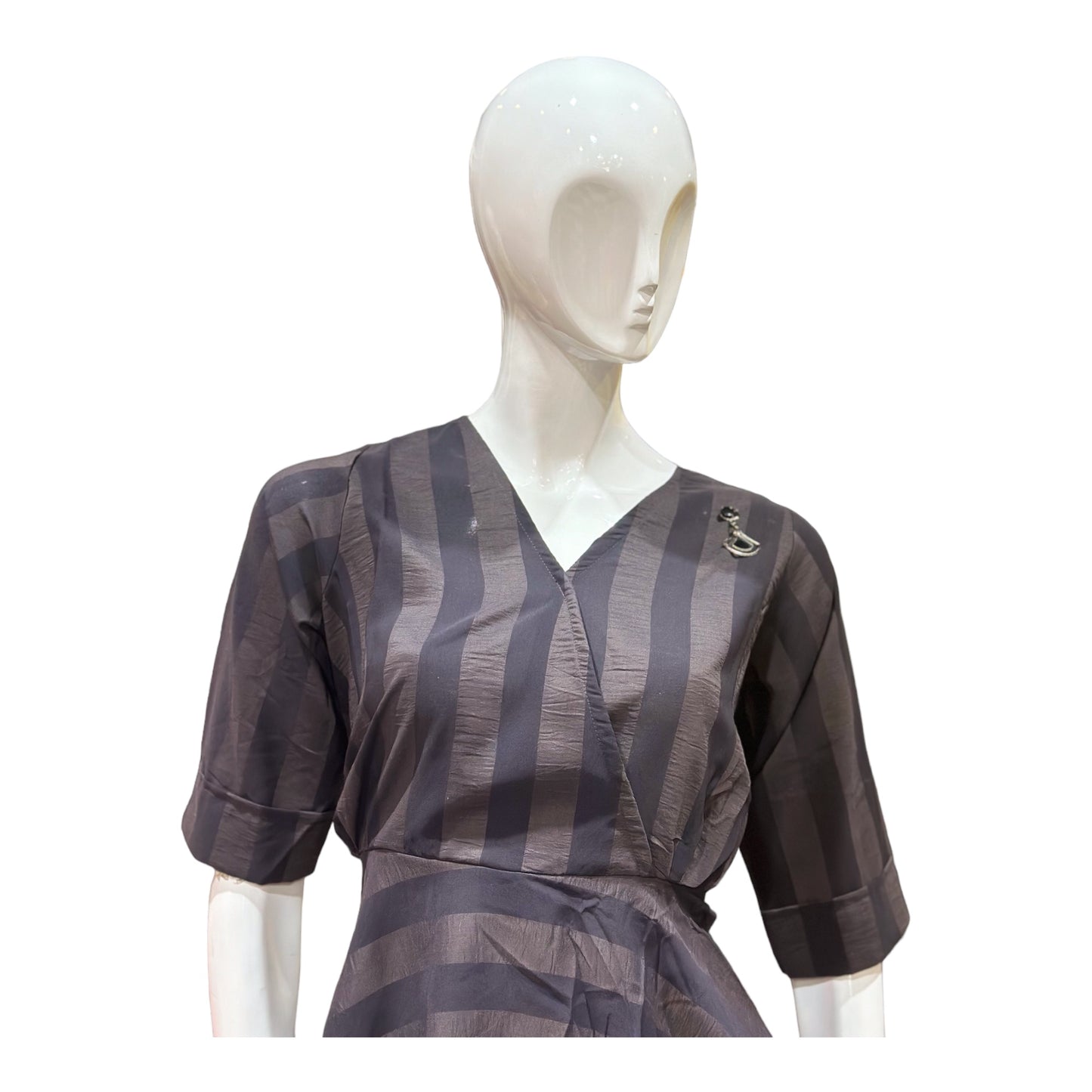 Women 2 pc coord set with pants, frock style coord set in stripe pattern.