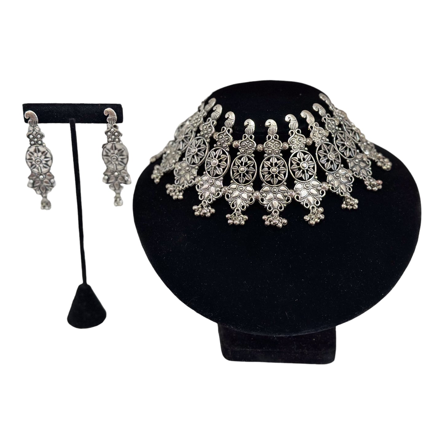 Traditional oxidized silver jewelry