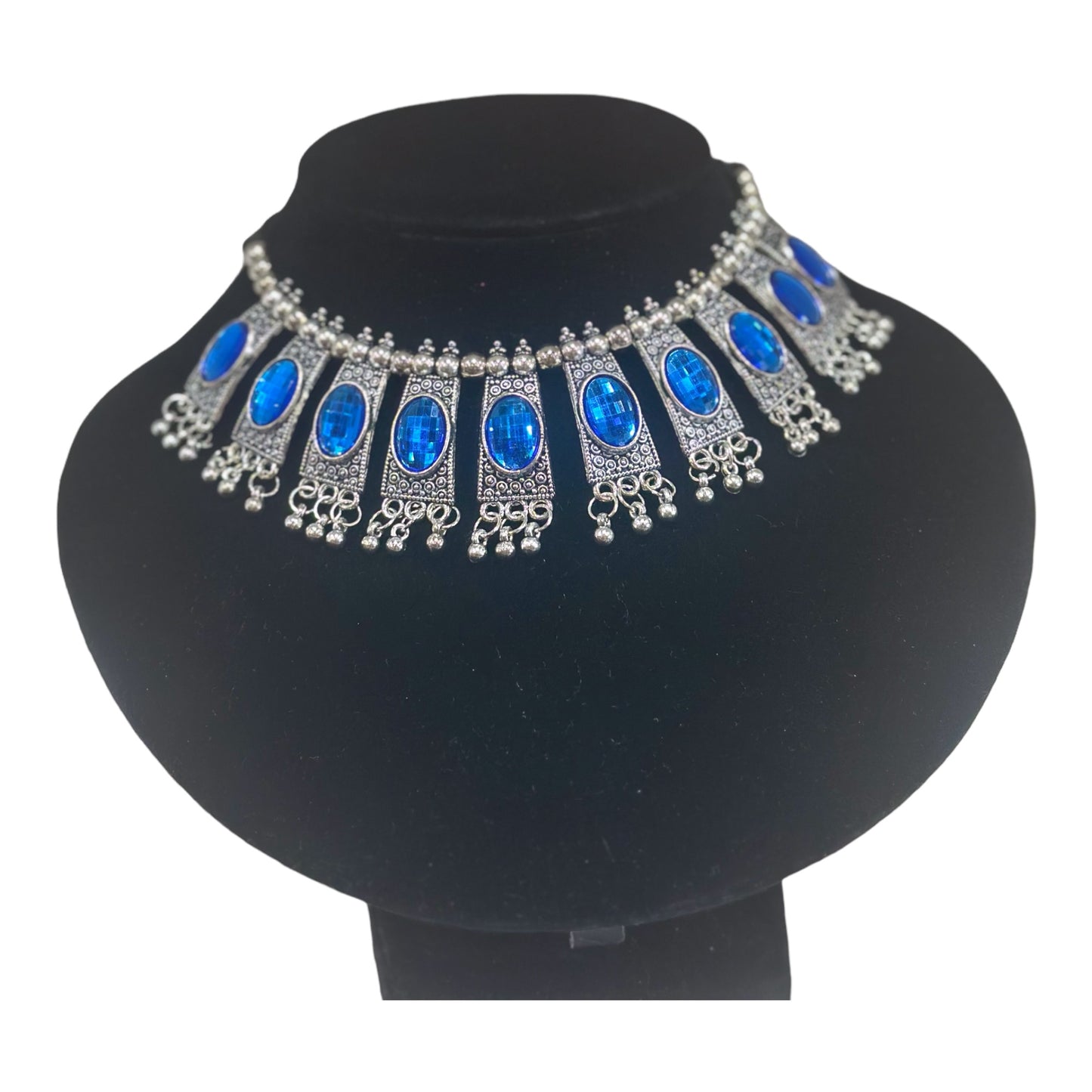 Traditional Indian silver oxidized jewelry set