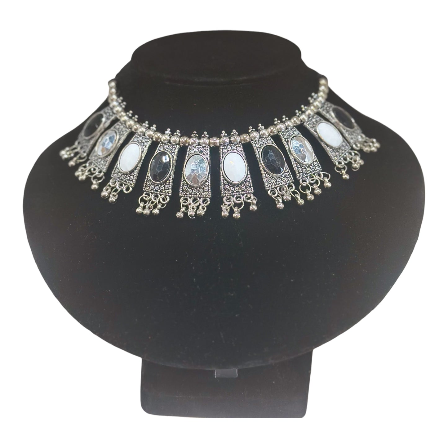 Traditional Indian silver oxidized jewelry set