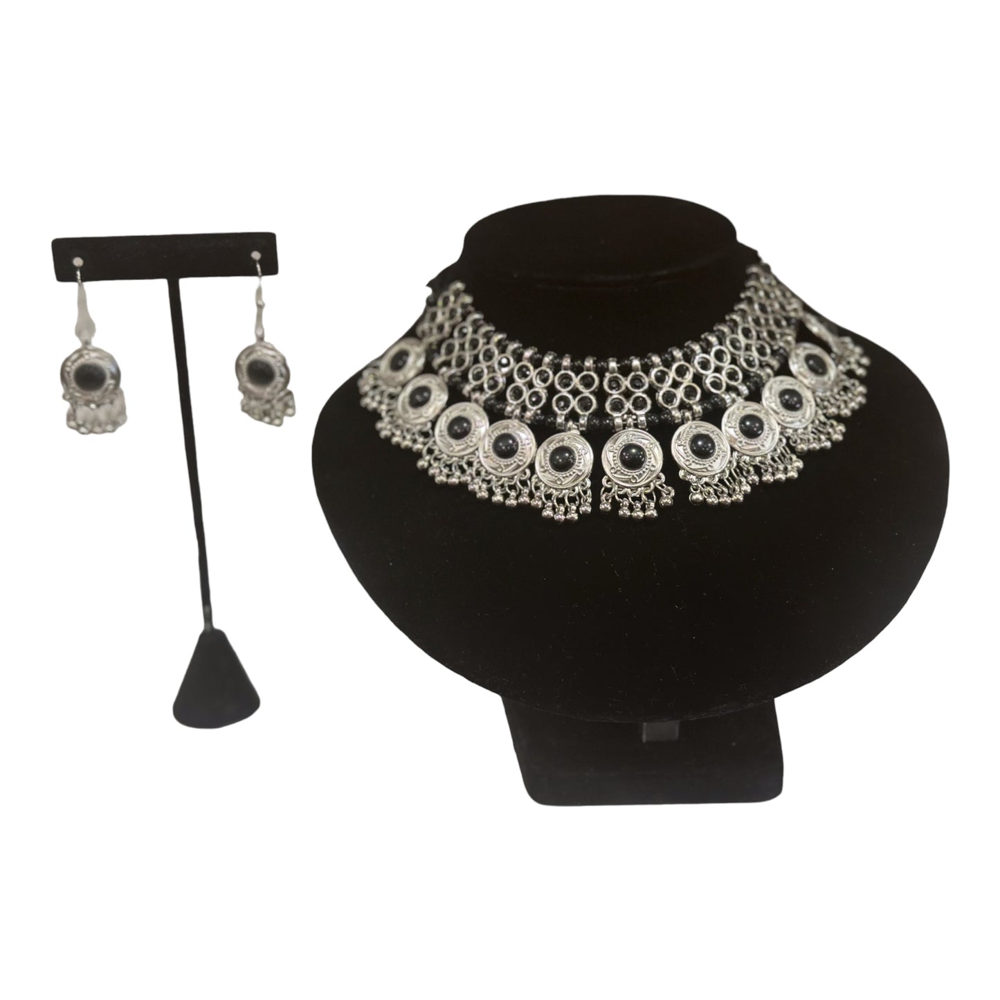Traditional silver oxidized jewelry set