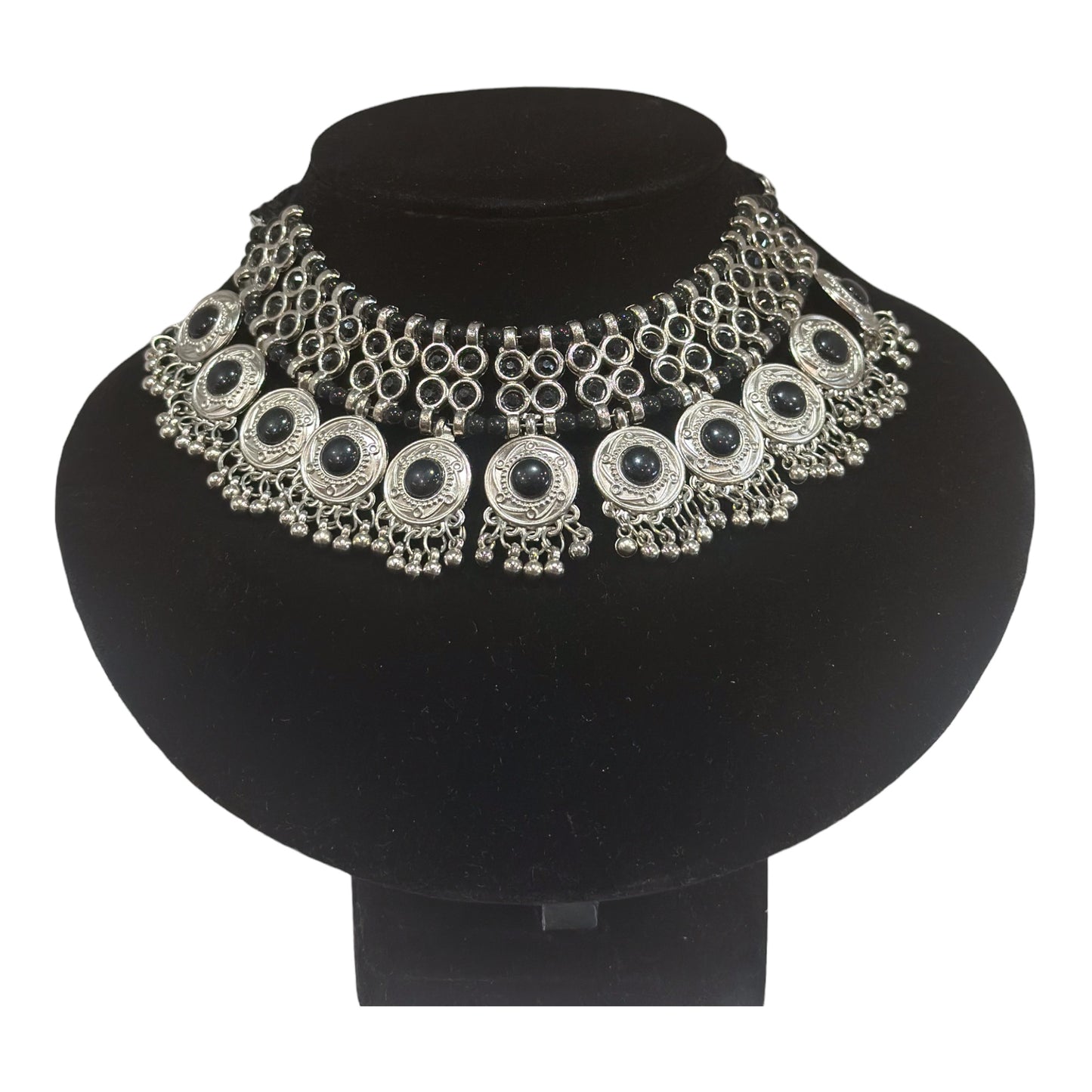 Traditional silver oxidized jewelry set