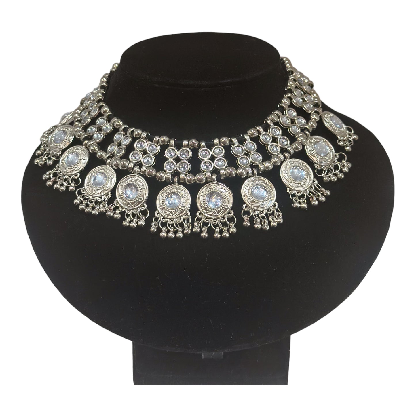 Traditional silver oxidized jewelry set