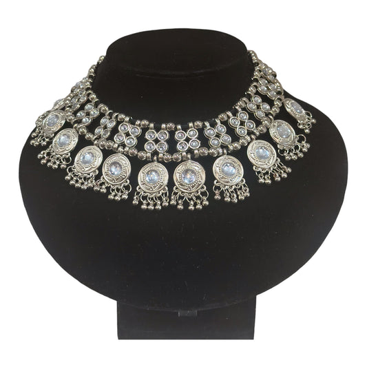 Traditional silver oxidized jewelry set