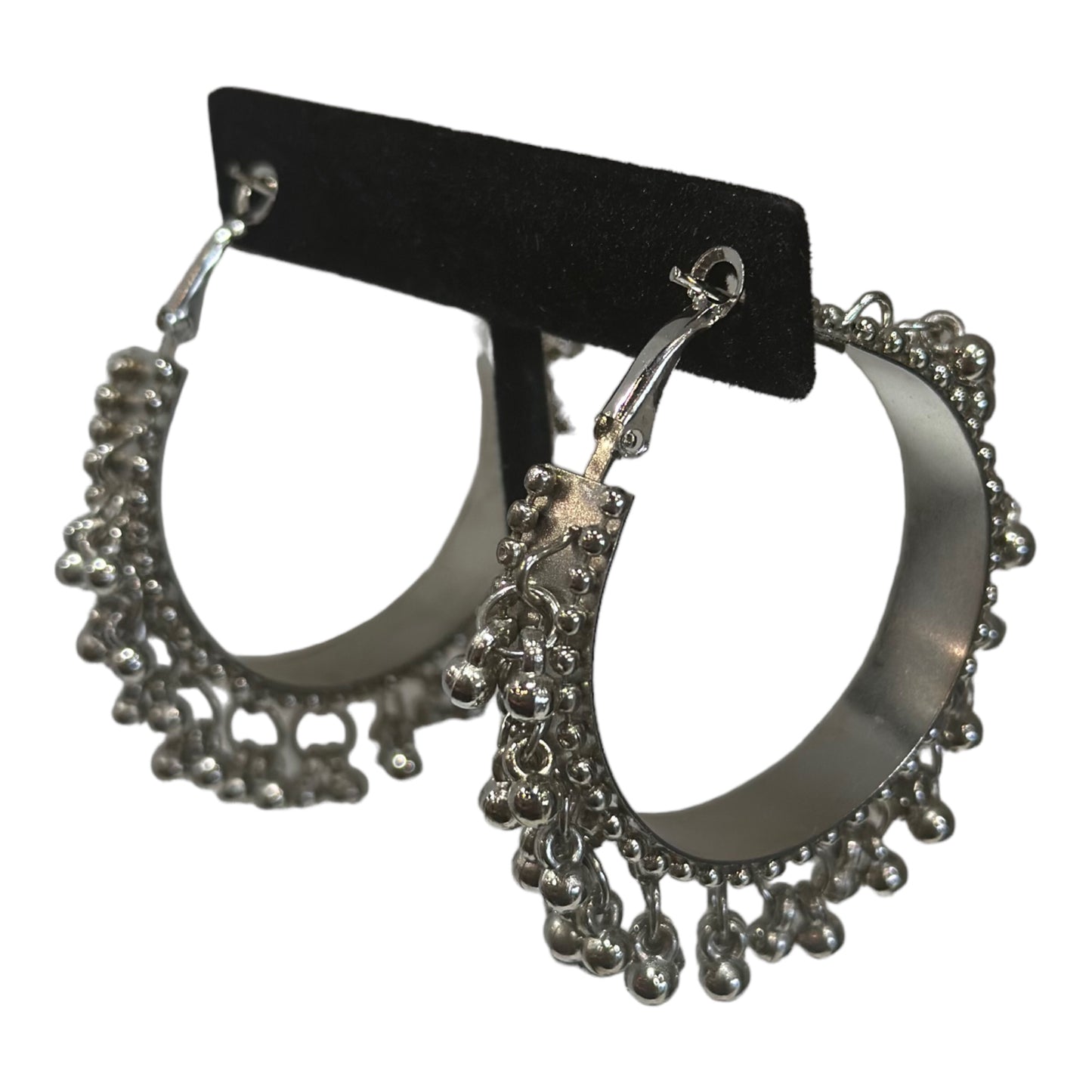 Traditional Indian long silver oxidized necklace with earings and Bracelete. Brass Beaded Rani Haar.