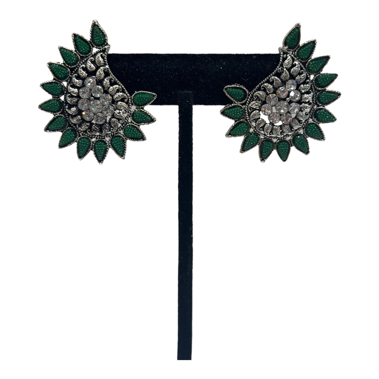 Traditional silver oxidized small earrings