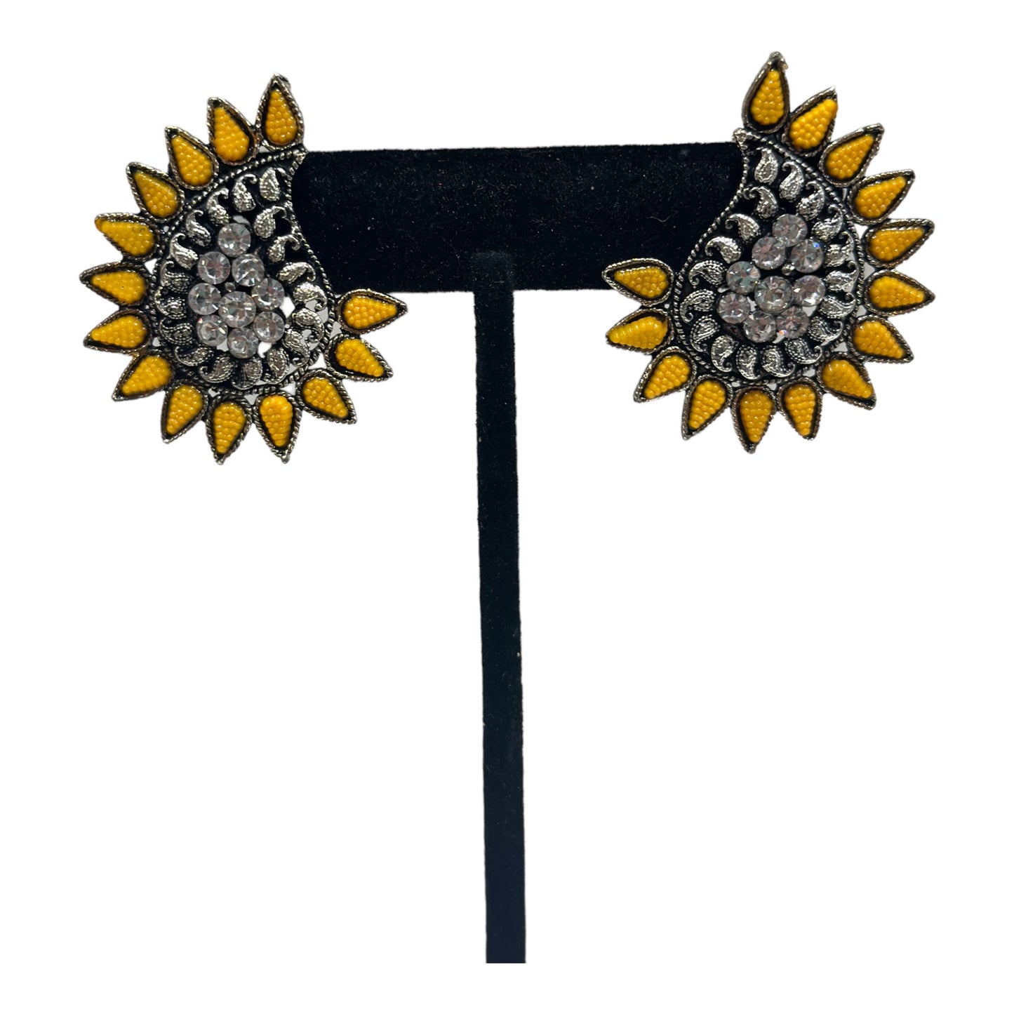 Traditional silver oxidized small earrings