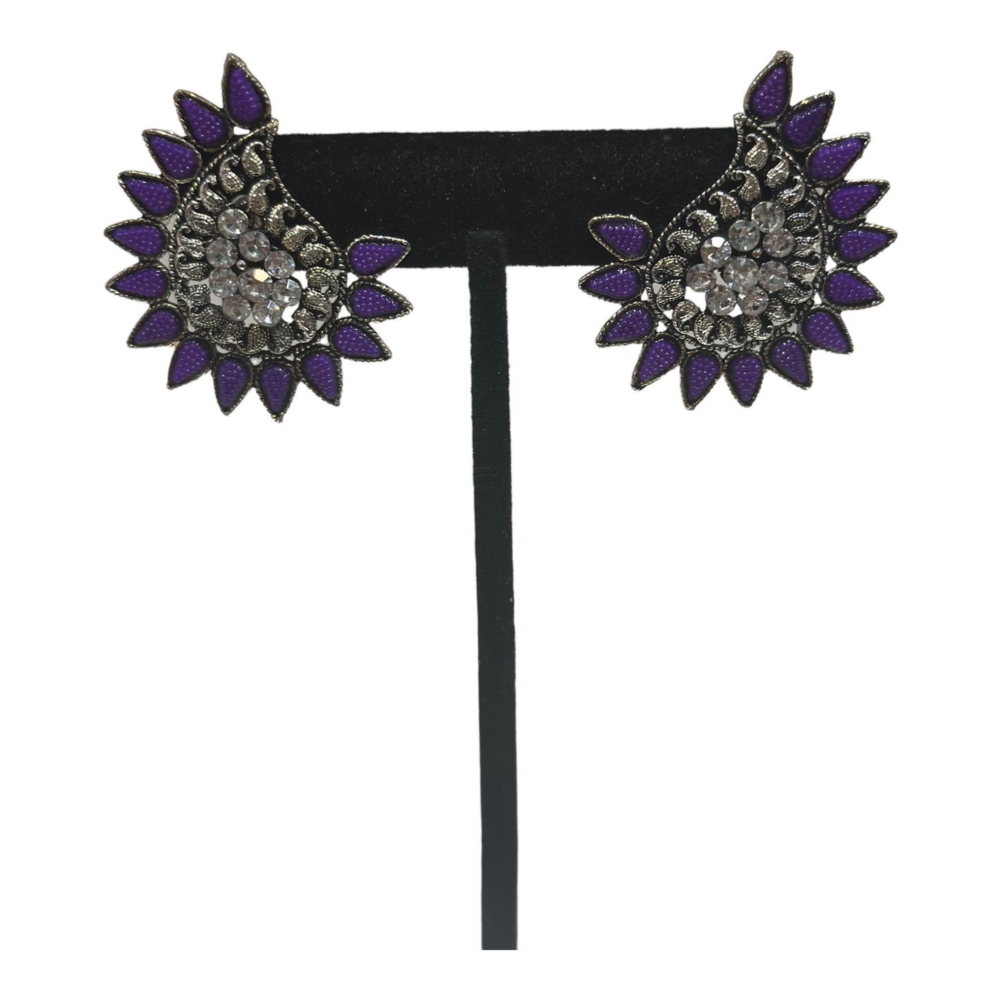 Traditional silver oxidized small earrings