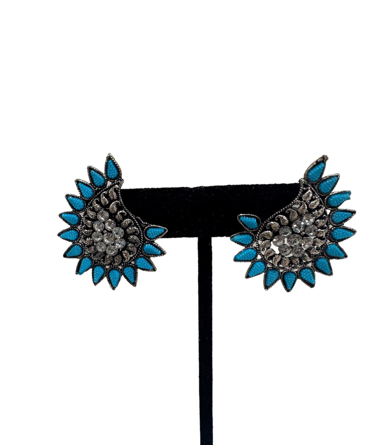 Traditional silver oxidized small earrings