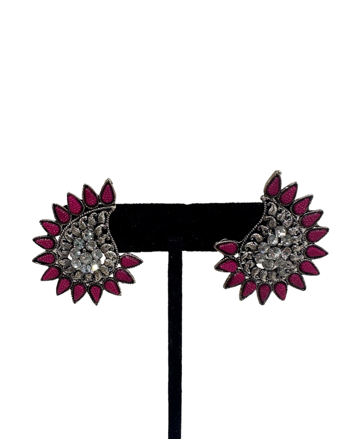 Traditional silver oxidized small earrings