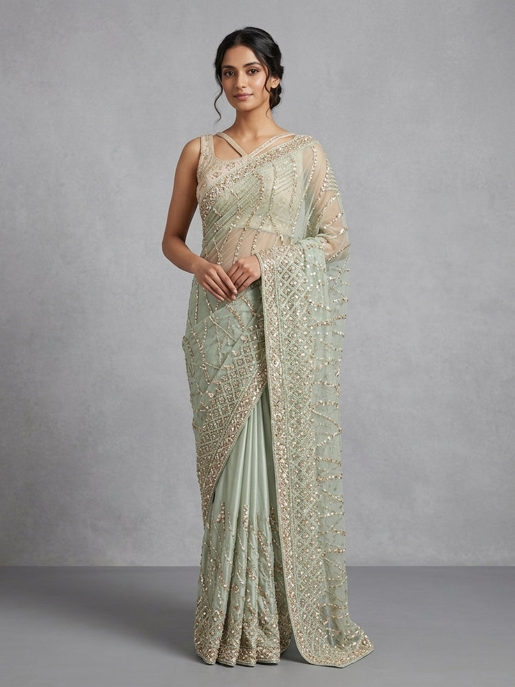 Mint green Saree 100103