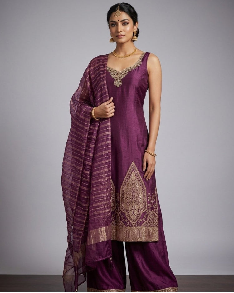 Wine color sharara suit 400401 size 40