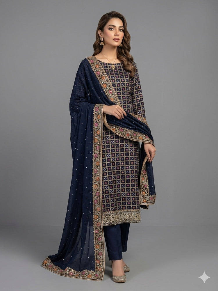 Navy blue unstitched suit 300300