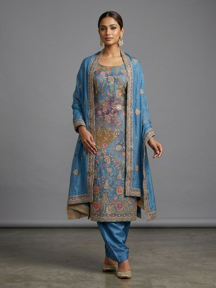 Blue unstitched suit 300306