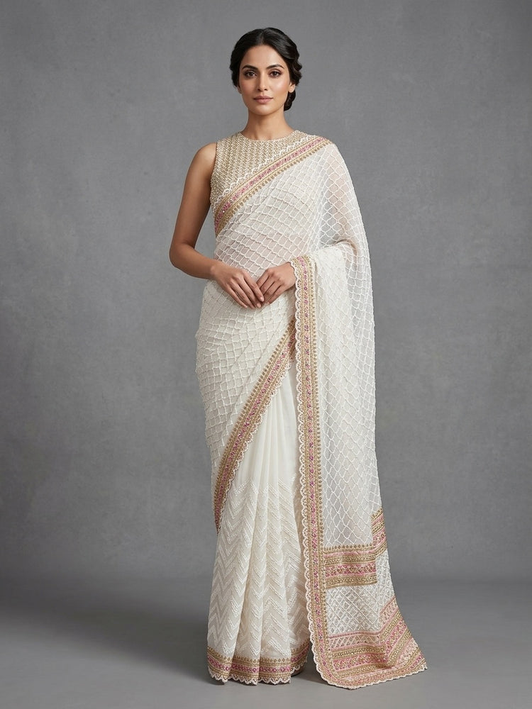 Ivory saree 100108