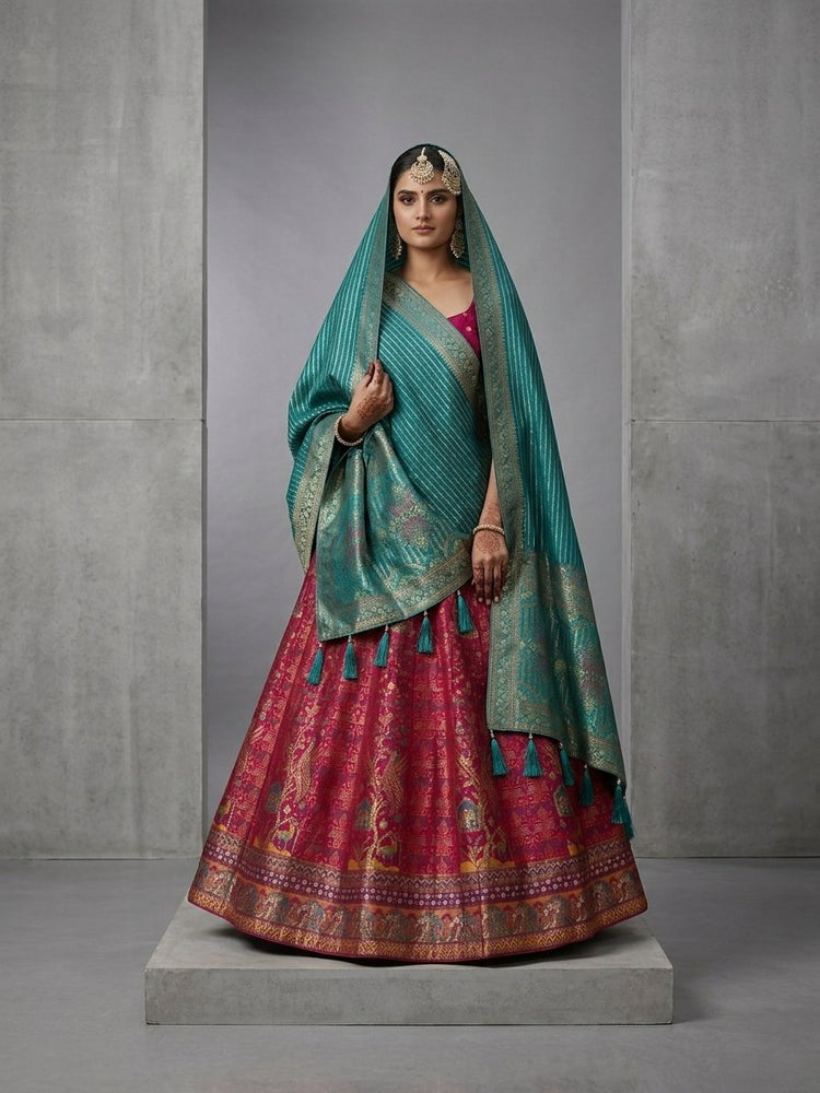 Banarasi pink lehanga 900912