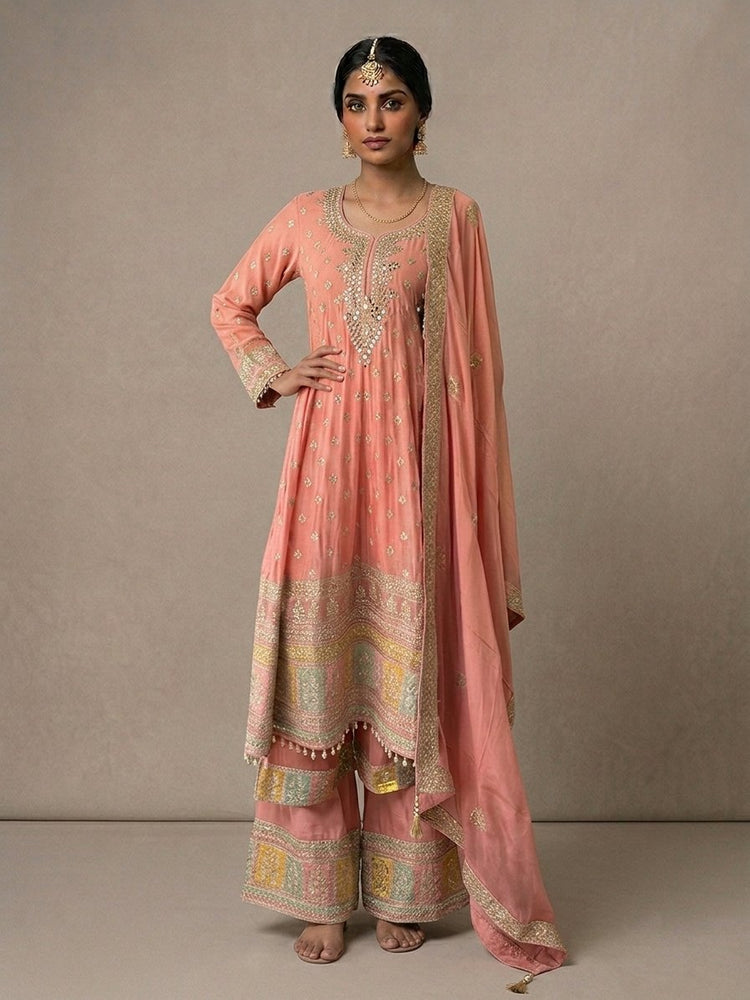Peach pink Anarkali 400412