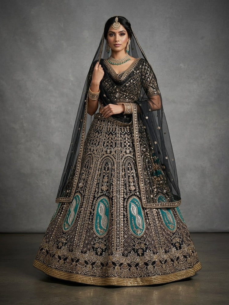Black handwork lehanga 900916