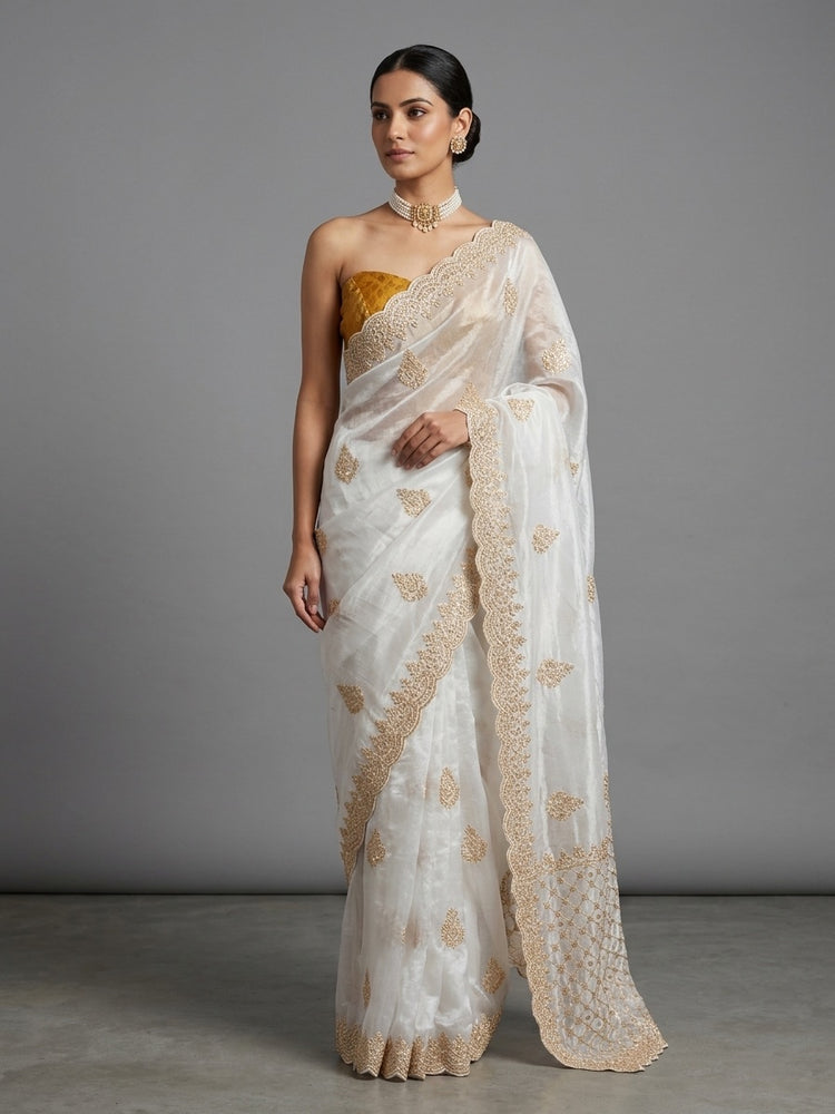 White Saree 100120