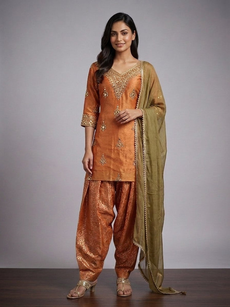 Rust Orange Farshi salwar 400413