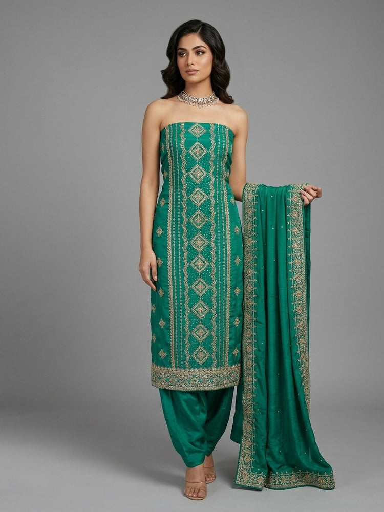 Teal Green unstitched suit 300312