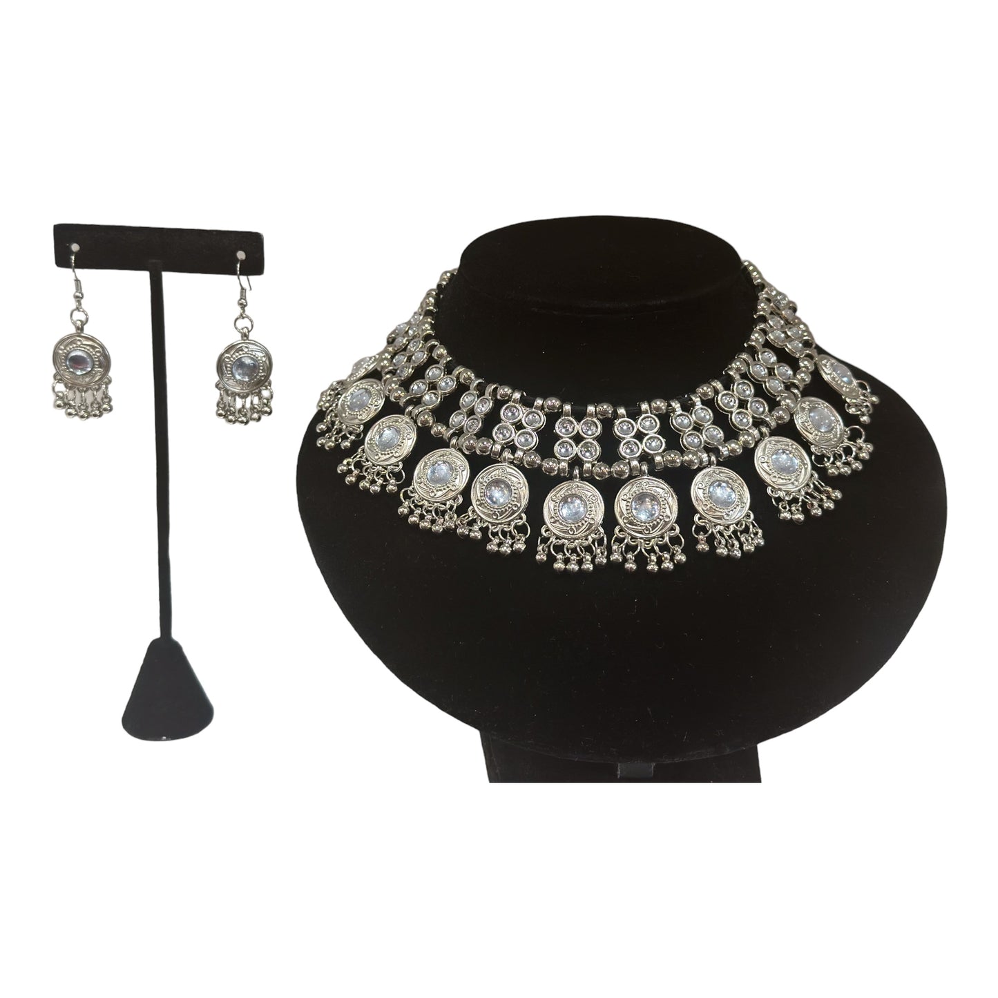 Traditional silver oxidized jewelry set