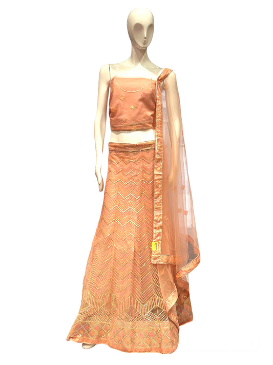 Peach sequence Lehenga