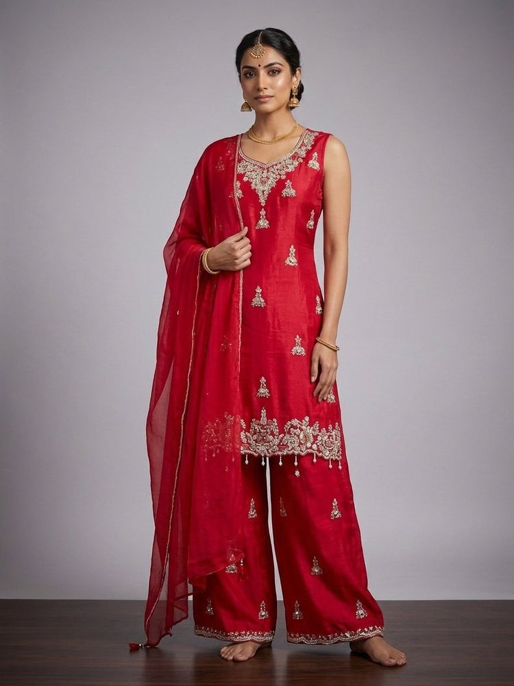 Red suit with full handwork 400403