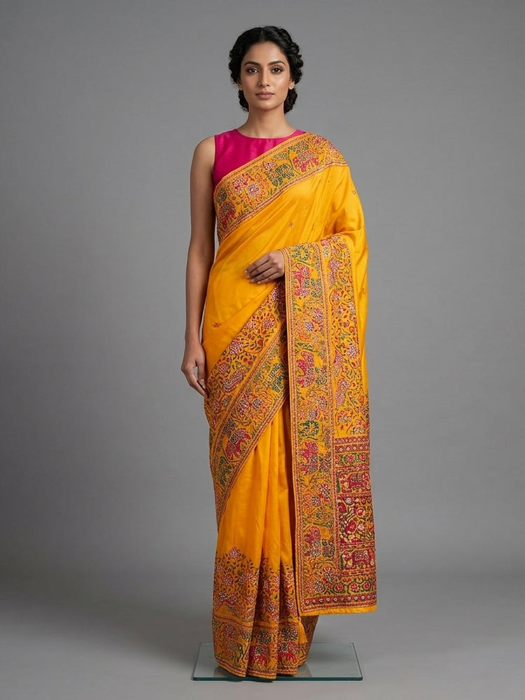 Mango yellow Saree 100112