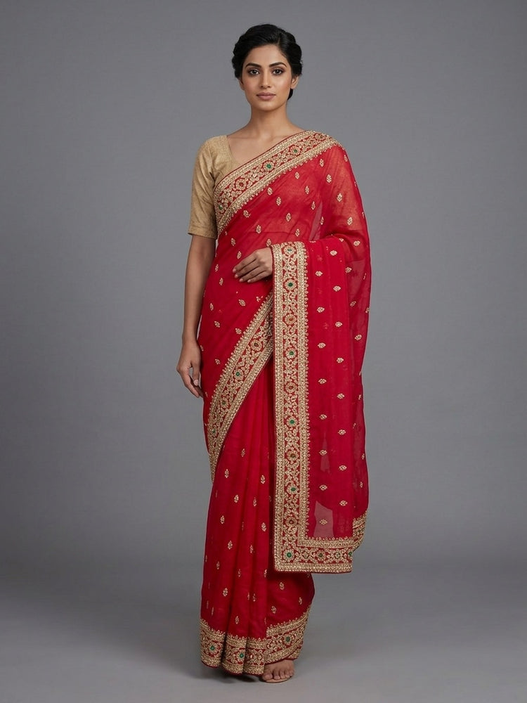Rich Bridal Red Saree 100116