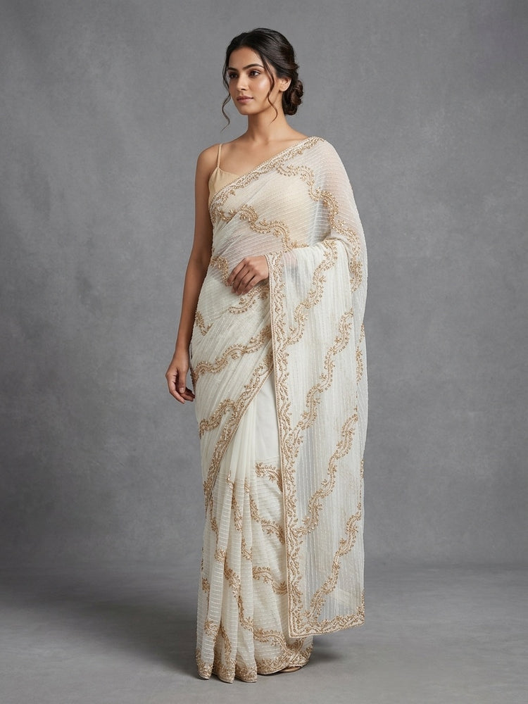 White Saree 100104