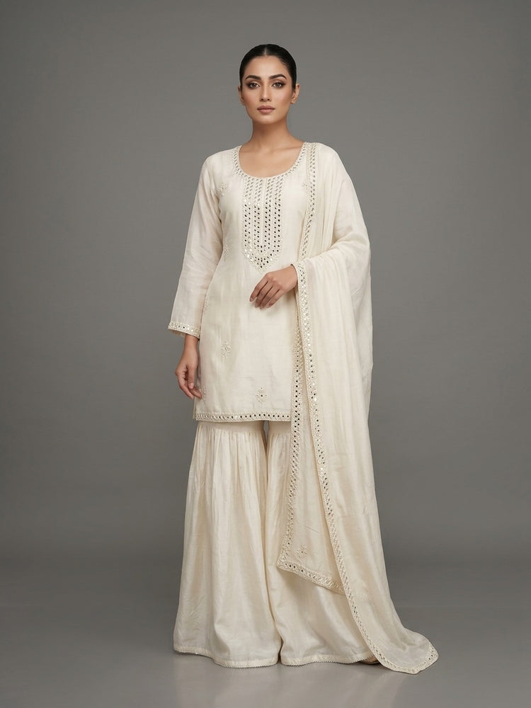 Cream white Gharara 400425