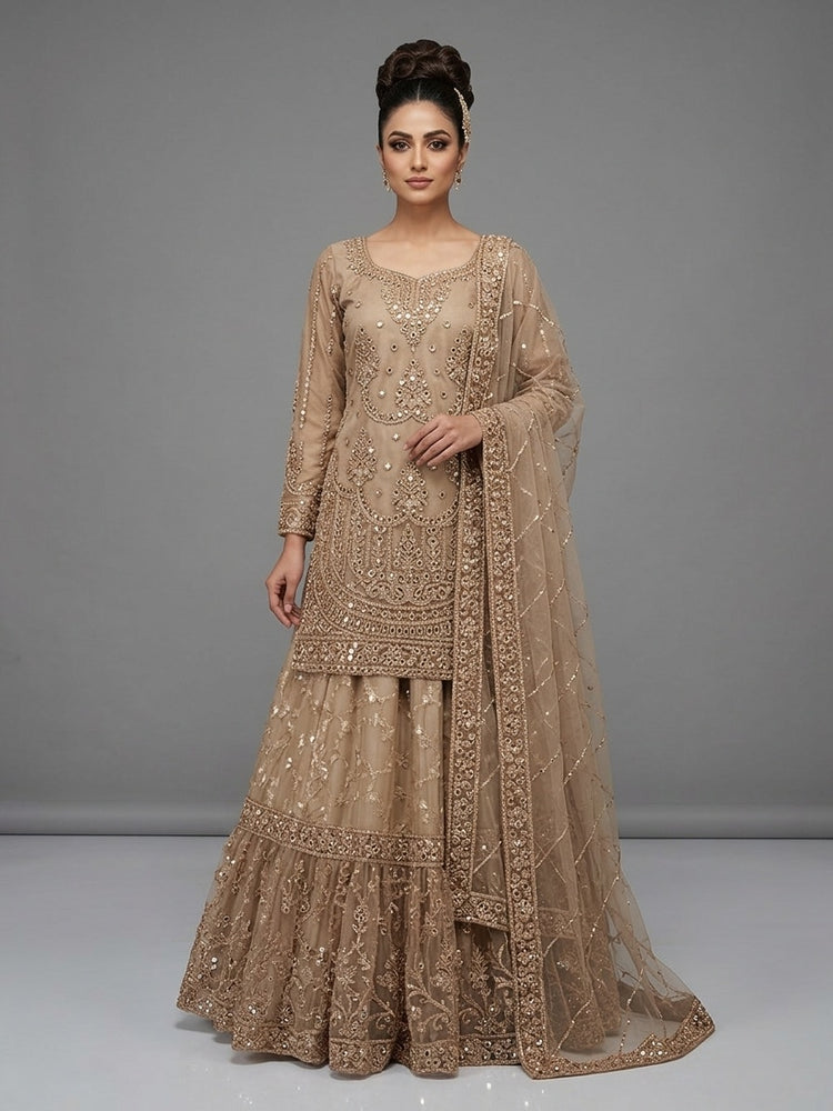 Golden beige lehanga 400423
