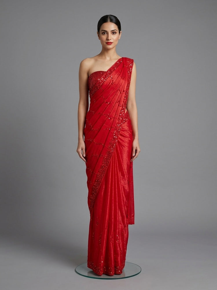 Red Saree 100109