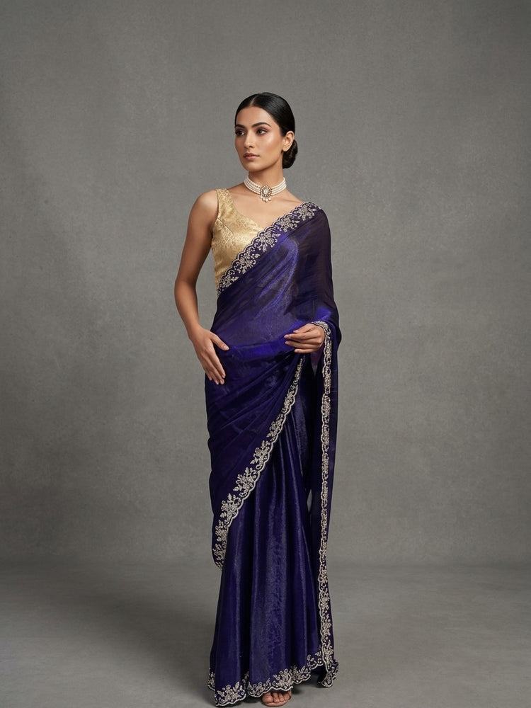 Deep purple saree 100122