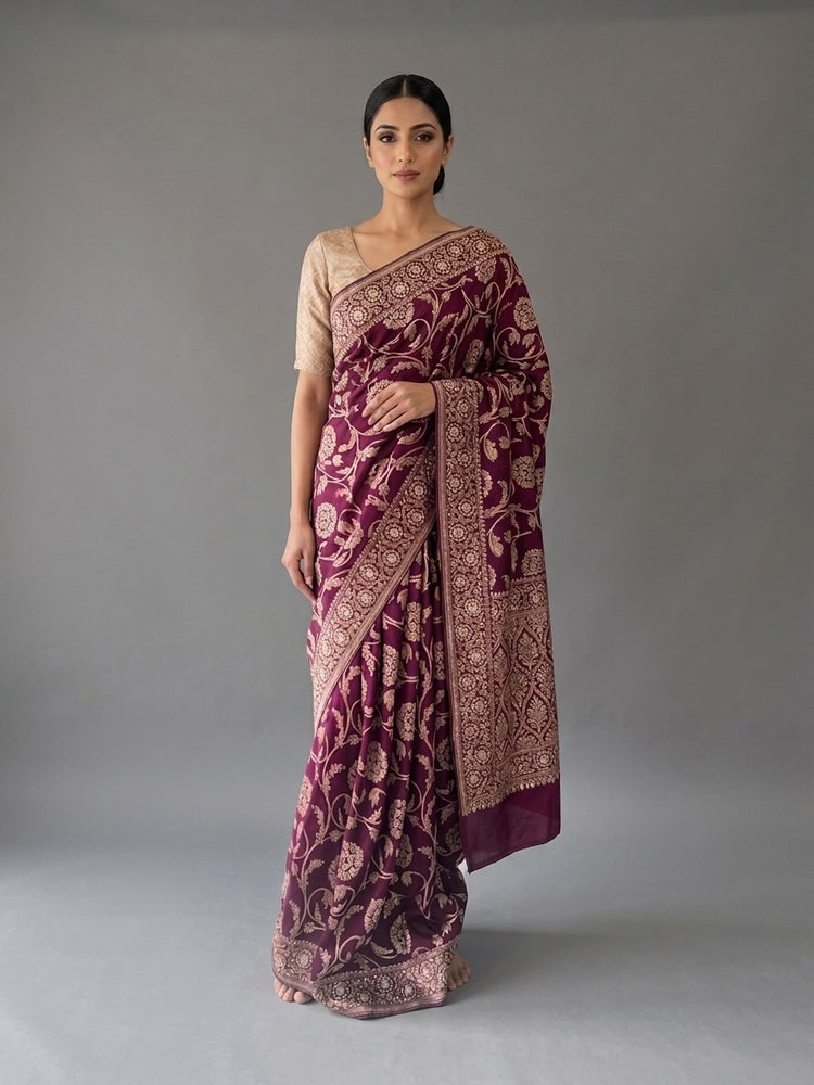 Deep Wine Saree 100113