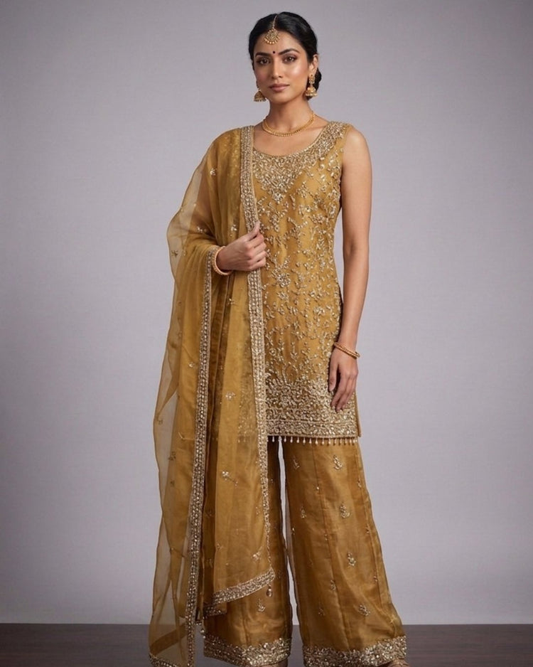 Mustard yellow sharara 400419