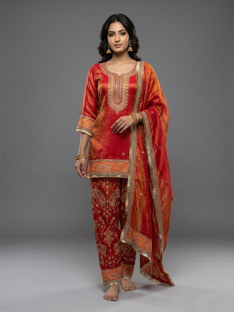 Rust orange Farshi suit 400449